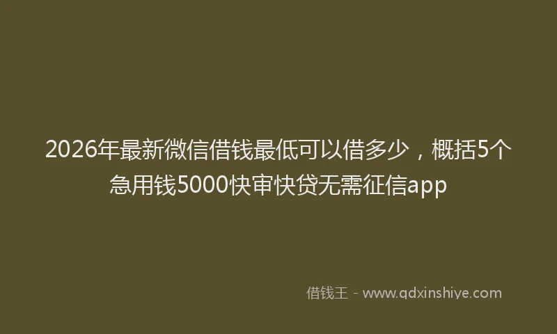 2026年最新微信借钱最低可以借多少，概括5个急用钱5000快审快贷无需征信app