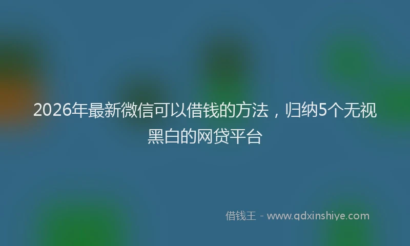 2026年最新微信可以借钱的方法，归纳5个无视黑白的网贷平台