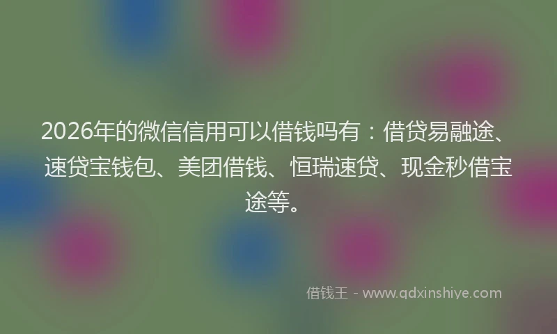 2026年的微信信用可以借钱吗有：借贷易融途、速贷宝钱包、美团借钱、恒瑞速贷、现金秒借宝途等。