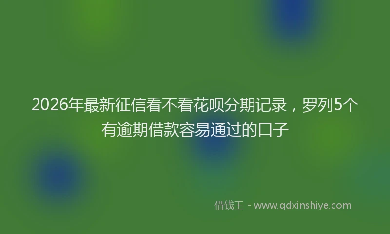 2026年最新征信看不看花呗分期记录，罗列5个有逾期借款容易通过的口子