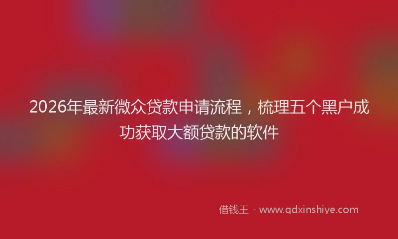 2026年最新微众贷款申请流程，梳理五个黑户成功获取大额贷款的软件