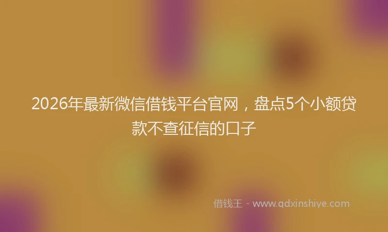 2026年最新微信借钱平台官网，盘点5个小额贷款不查征信的口子