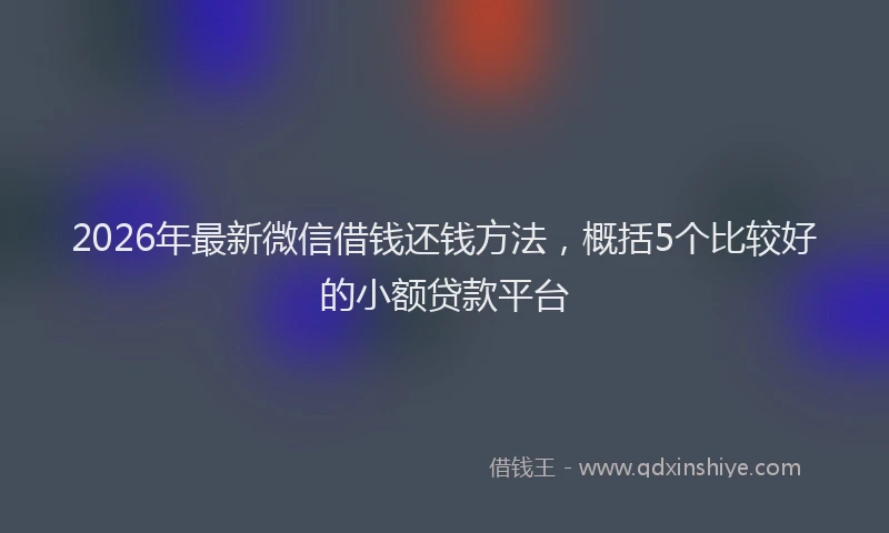 2026年最新微信借钱还钱方法，概括5个比较好的小额贷款平台