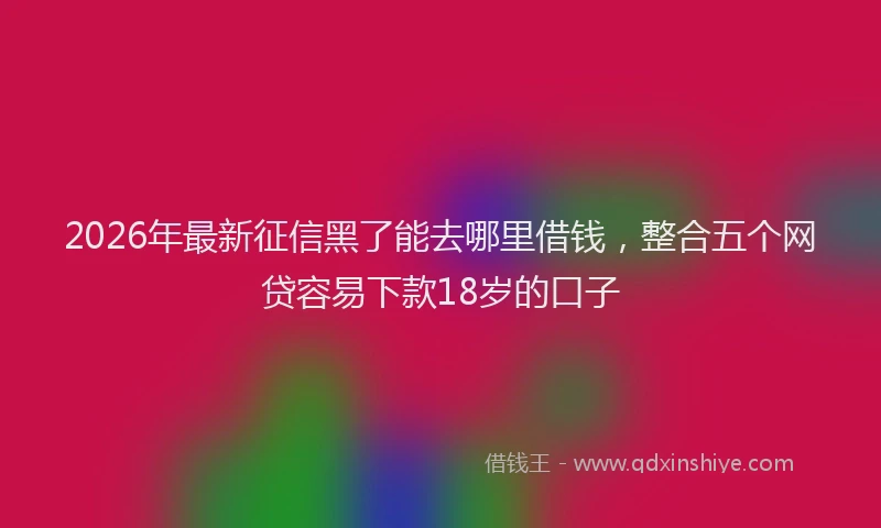 2026年最新征信黑了能去哪里借钱，整合五个网贷容易下款18岁的口子