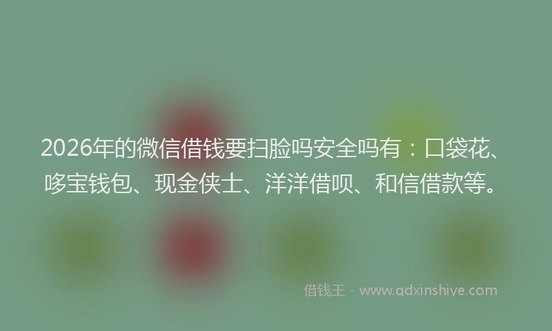 2026年的微信借钱要扫脸吗安全吗有：口袋花、哆宝钱包、现金侠士、洋洋借呗、和信借款等。