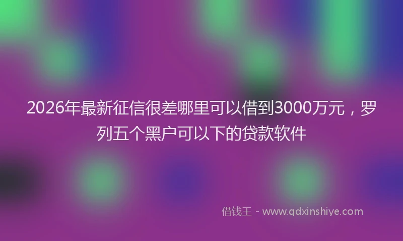 2026年最新征信很差哪里可以借到3000万元，罗列五个黑户可以下的贷款软件