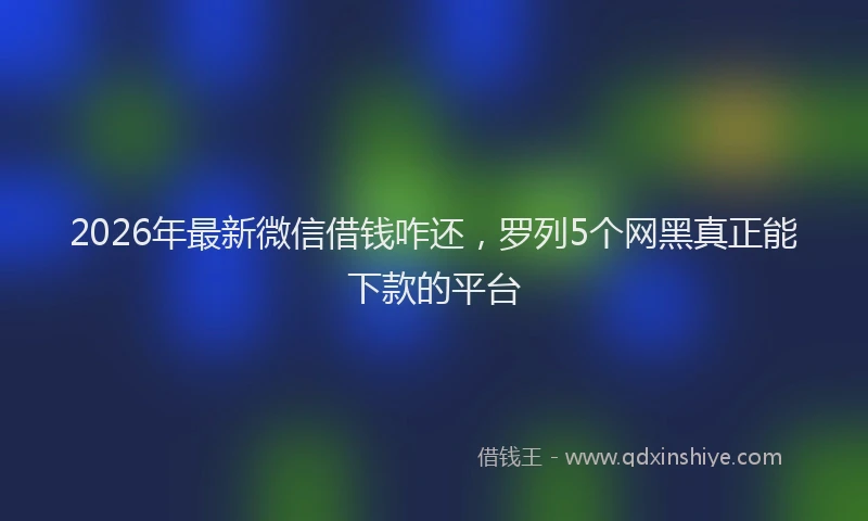 2026年最新微信借钱咋还，罗列5个网黑真正能下款的平台