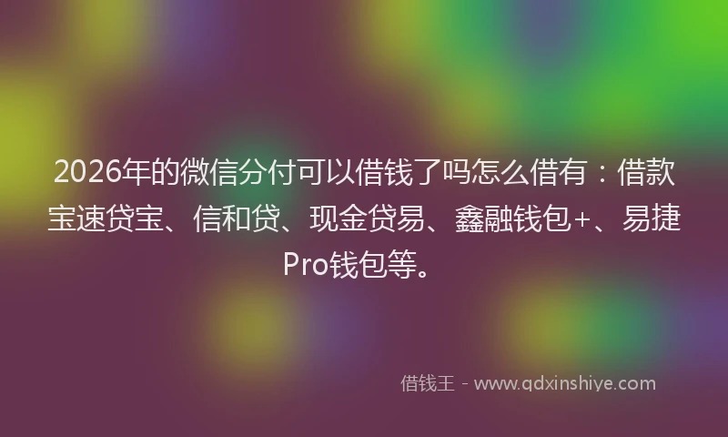 2026年的微信分付可以借钱了吗怎么借有：借款宝速贷宝、信和贷、现金贷易、鑫融钱包+、易捷Pro钱包等。