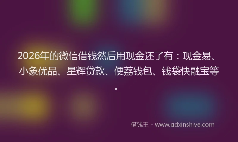 2026年的微信借钱然后用现金还了有：现金易、小象优品、星辉贷款、便荔钱包、钱袋快融宝等。