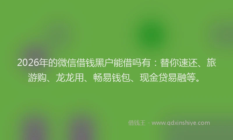 2026年的微信借钱黑户能借吗有：替你速还、旅游购、龙龙用、畅易钱包、现金贷易融等。