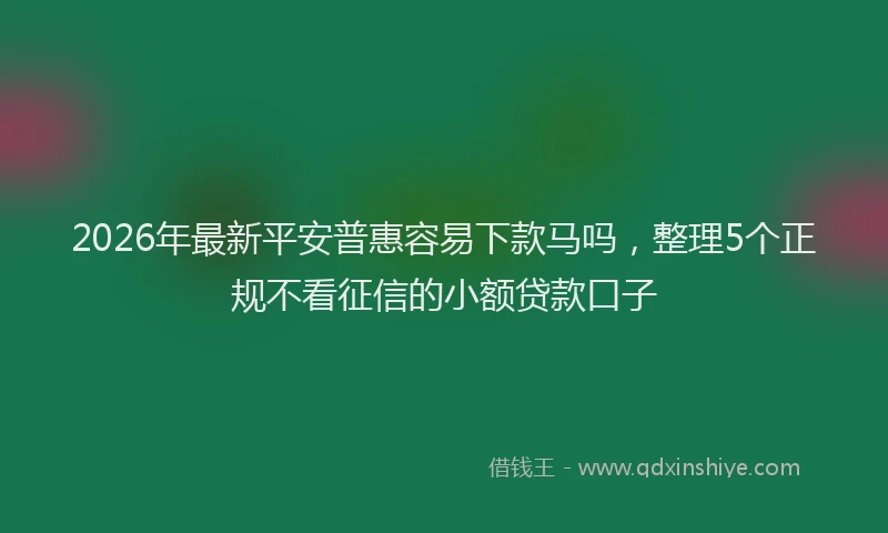 2026年最新平安普惠容易下款马吗，整理5个正规不看征信的小额贷款口子
