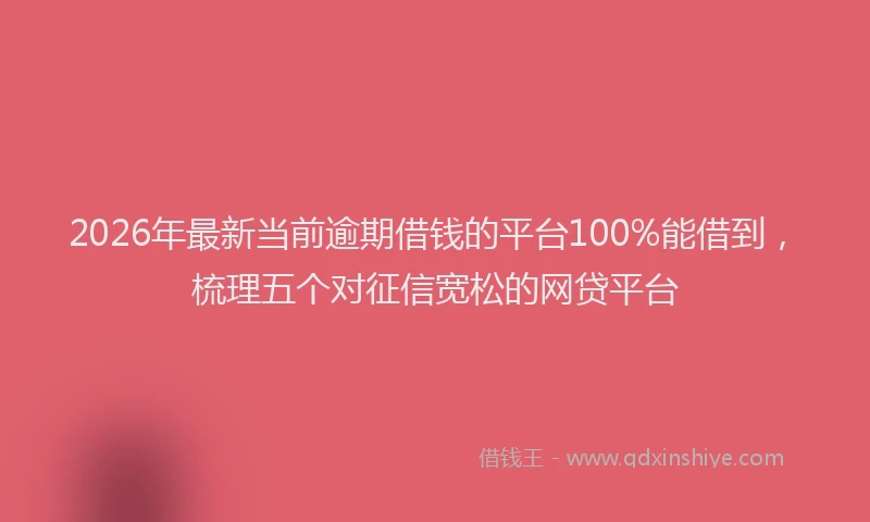 2026年最新当前逾期借钱的平台100%能借到，梳理五个对征信宽松的网贷平台
