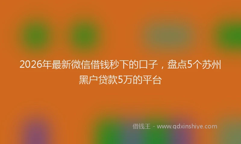 2026年最新微信借钱秒下的口子，盘点5个苏州黑户贷款5万的平台