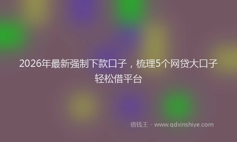 2026年最新强制下款口子，梳理5个网贷大口子轻松借平台
