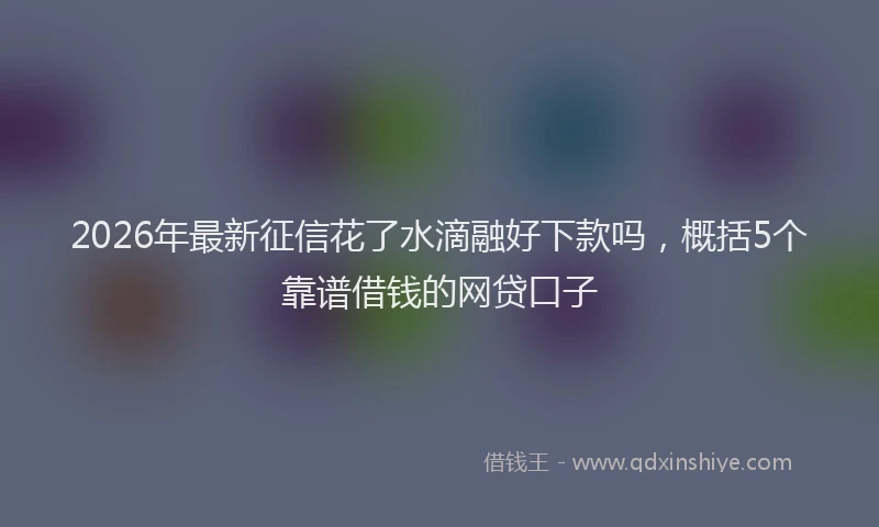 2026年最新征信花了水滴融好下款吗，概括5个靠谱借钱的网贷口子