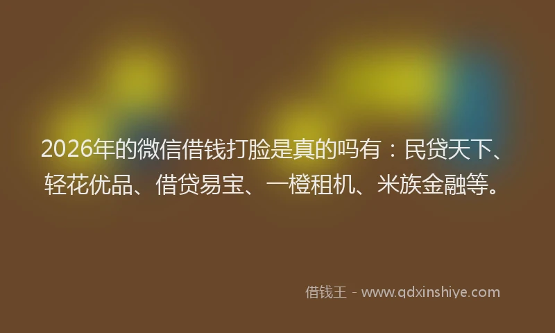 2026年的微信借钱打脸是真的吗有：民贷天下、轻花优品、借贷易宝、一橙租机、米族金融等。