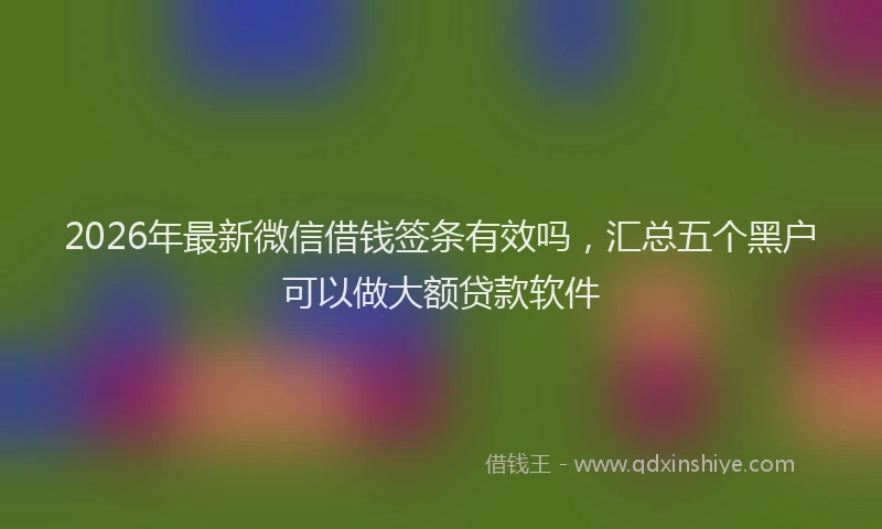 2026年最新微信借钱签条有效吗，汇总五个黑户可以做大额贷款软件