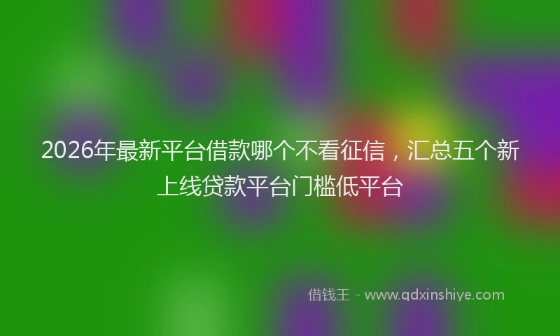 2026年最新平台借款哪个不看征信，汇总五个新上线贷款平台门槛低平台