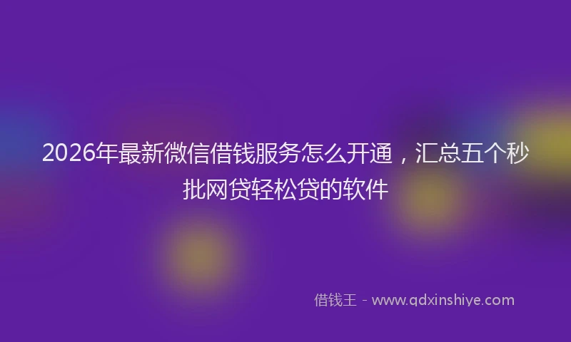 2026年最新微信借钱服务怎么开通，汇总五个秒批网贷轻松贷的软件