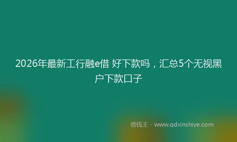 2026年最新工行融e借 好下款吗，汇总5个无视黑户下款口子