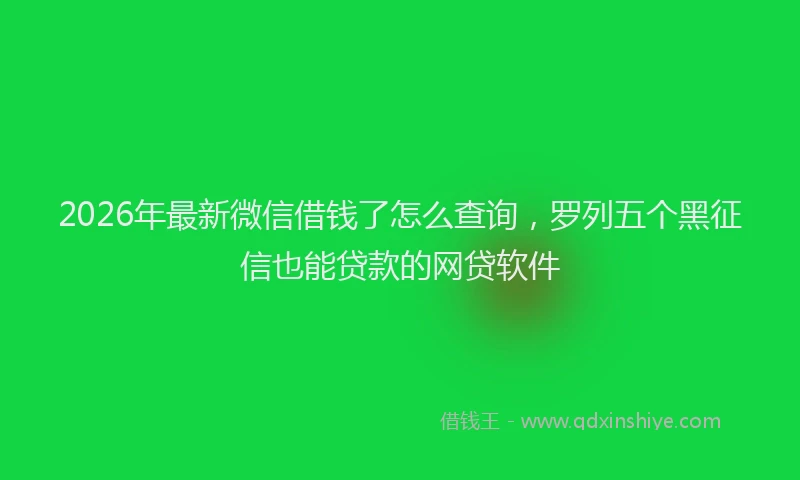 2026年最新微信借钱了怎么查询，罗列五个黑征信也能贷款的网贷软件