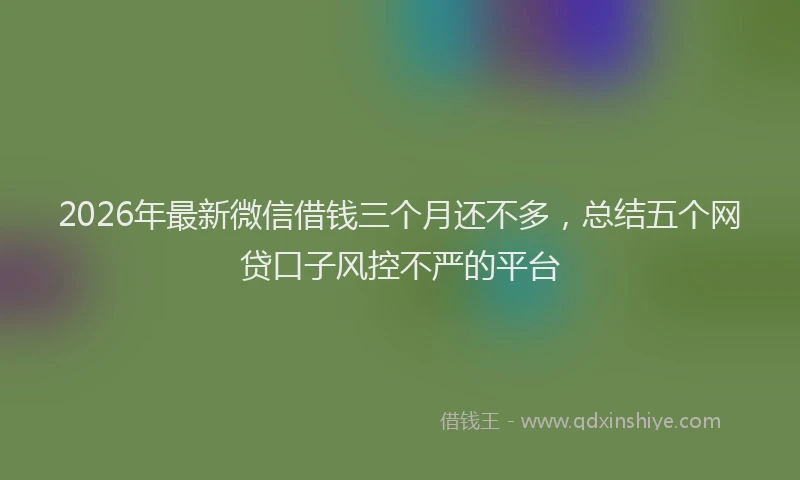 2026年最新微信借钱三个月还不多，总结五个网贷口子风控不严的平台