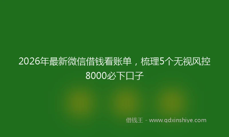 2026年最新微信借钱看账单，梳理5个无视风控8000必下口子