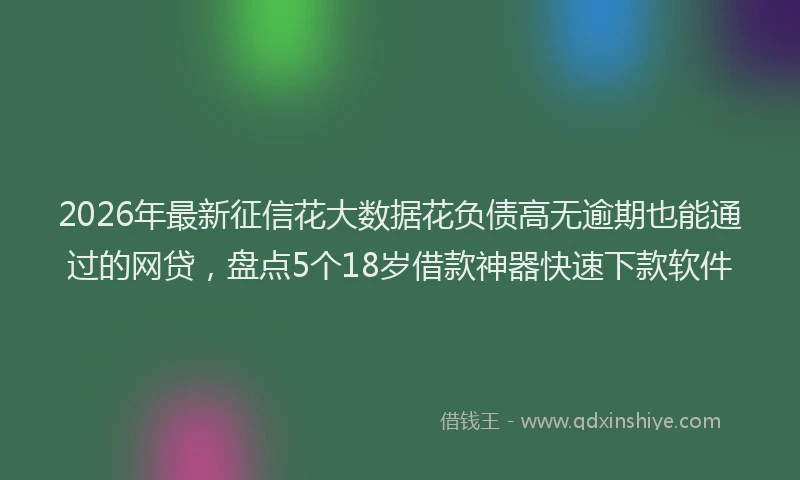 2026年最新征信花大数据花负债高无逾期也能通过的网贷，盘点5个18岁借款神器快速下款软件
