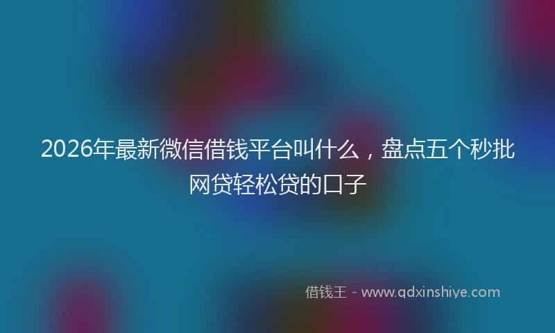 2026年最新微信借钱平台叫什么，盘点五个秒批网贷轻松贷的口子