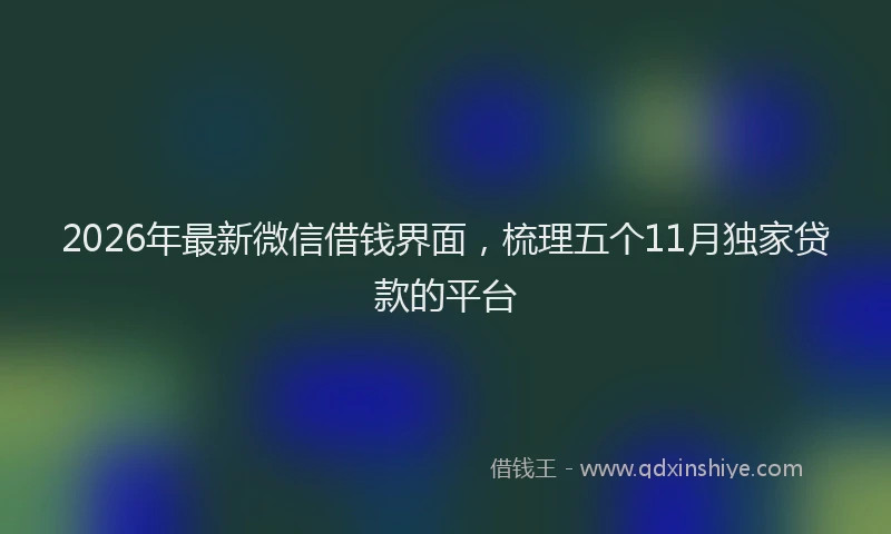 2026年最新微信借钱界面，梳理五个11月独家贷款的平台