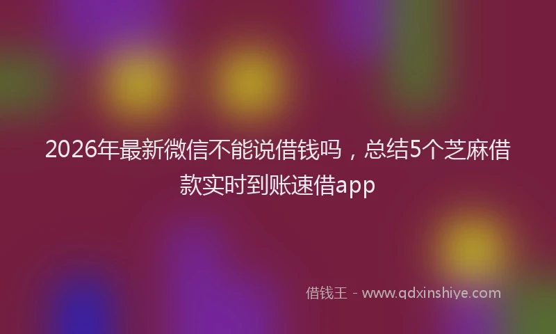 2026年最新微信不能说借钱吗，总结5个芝麻借款实时到账速借app