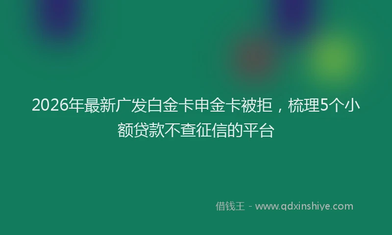 2026年最新广发白金卡申金卡被拒，梳理5个小额贷款不查征信的平台