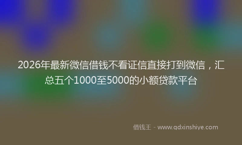 2026年最新微信借钱不看证信直接打到微信，汇总五个1000至5000的小额贷款平台