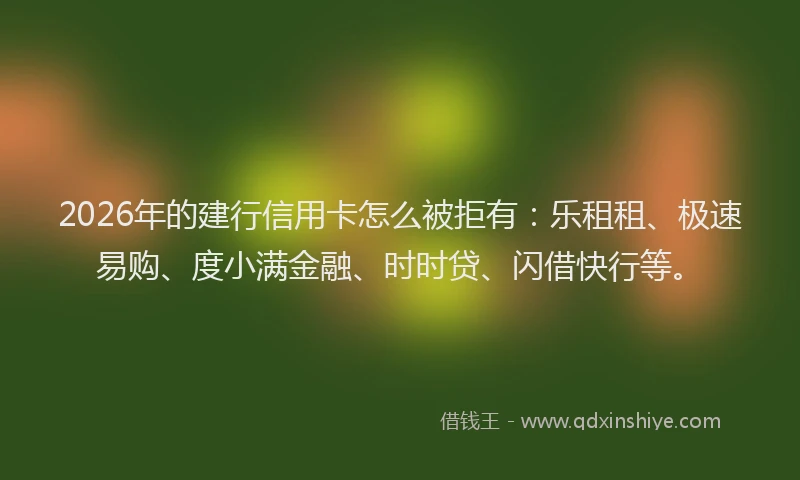 2026年的建行信用卡怎么被拒有：乐租租、极速易购、度小满金融、时时贷、闪借快行等。