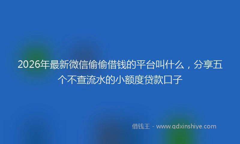 2026年最新微信偷偷借钱的平台叫什么，分享五个不查流水的小额度贷款口子