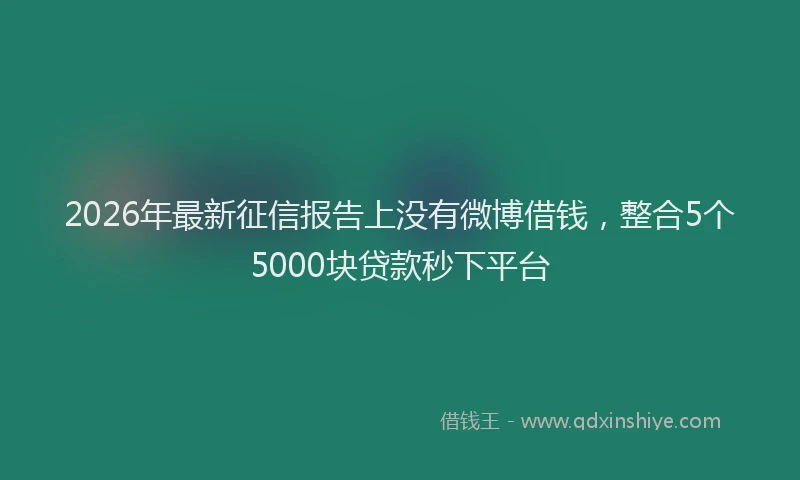 2026年最新征信报告上没有微博借钱，整合5个5000块贷款秒下平台