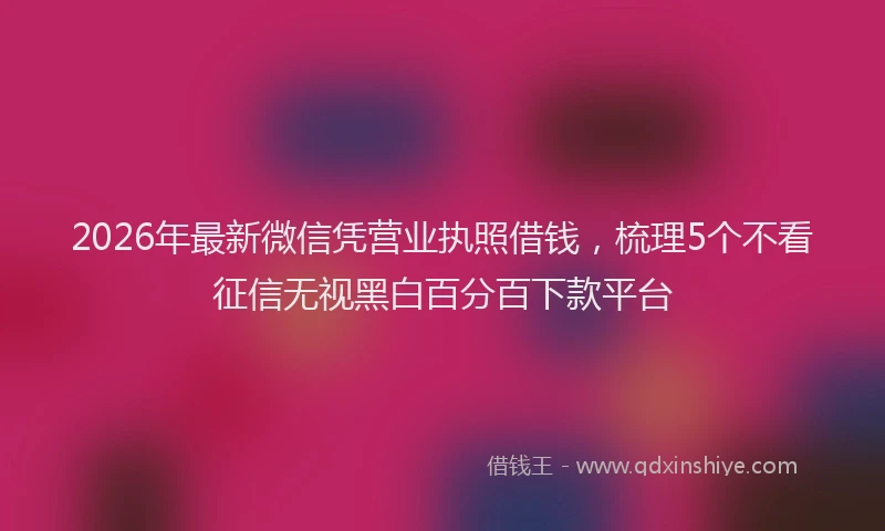 2026年最新微信凭营业执照借钱，梳理5个不看征信无视黑白百分百下款平台
