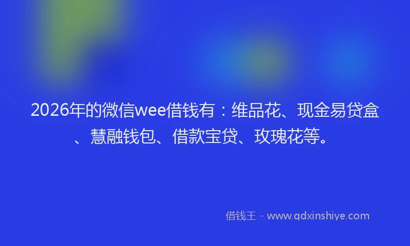 2026年的微信wee借钱有：维品花、现金易贷盒、慧融钱包、借款宝贷、玫瑰花等。