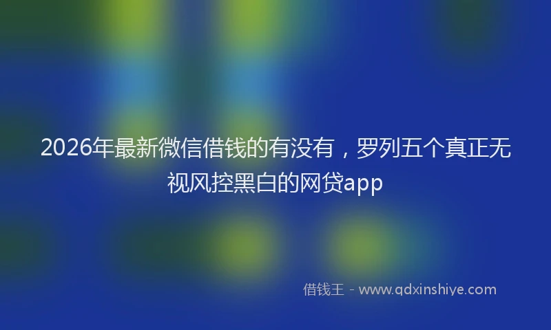2026年最新微信借钱的有没有，罗列五个真正无视风控黑白的网贷app