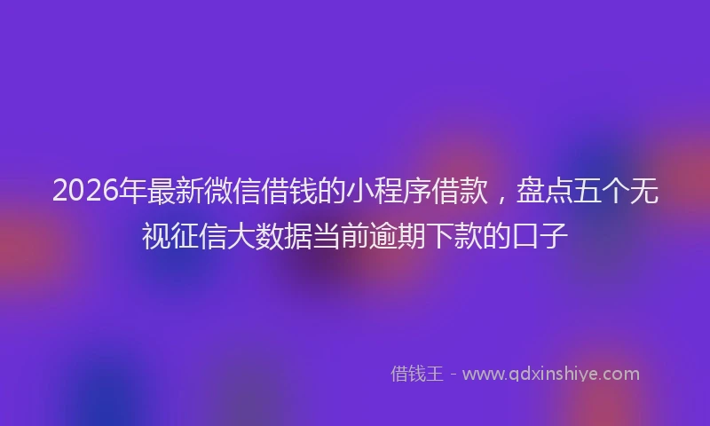2026年最新微信借钱的小程序借款，盘点五个无视征信大数据当前逾期下款的口子