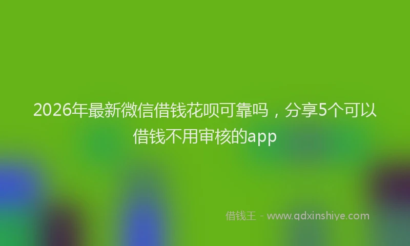 2026年最新微信借钱花呗可靠吗，分享5个可以借钱不用审核的app