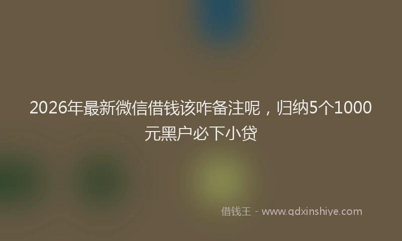 2026年最新微信借钱该咋备注呢，归纳5个1000元黑户必下小贷