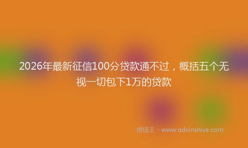 2026年最新征信100分贷款通不过，概括五个无视一切包下1万的贷款