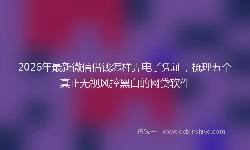 2026年最新微信借钱怎样弄电子凭证，梳理五个真正无视风控黑白的网贷软件