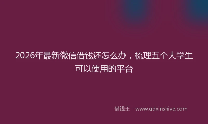 2026年最新微信借钱还怎么办，梳理五个大学生可以使用的平台