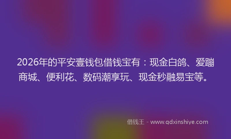 2026年的平安壹钱包借钱宝有：现金白鸽、爱蹦商城、便利花、数码潮享玩、现金秒融易宝等。