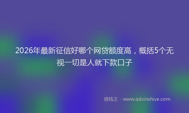 2026年最新征信好哪个网贷额度高，概括5个无视一切是人就下款口子