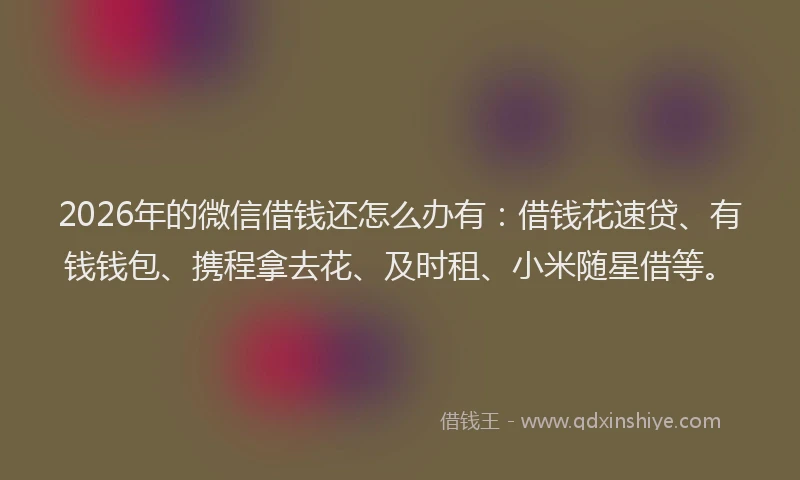 2026年的微信借钱还怎么办有：借钱花速贷、有钱钱包、携程拿去花、及时租、小米随星借等。