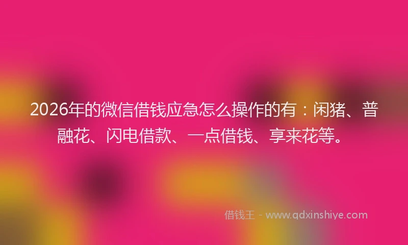 2026年的微信借钱应急怎么操作的有：闲猪、普融花、闪电借款、一点借钱、享来花等。