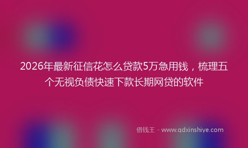 2026年最新征信花怎么贷款5万急用钱，梳理五个无视负债快速下款长期网贷的软件
